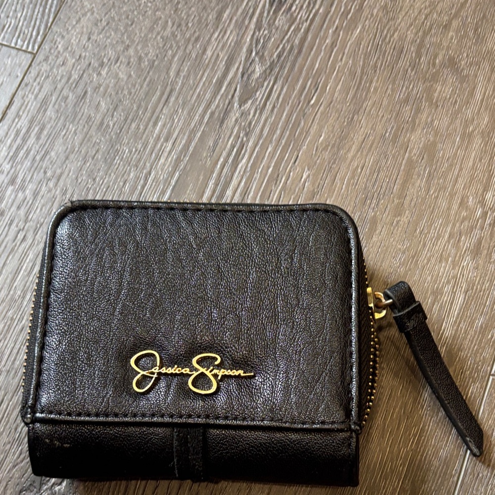 Jessica Simpson Black Wallet with Gold Logo